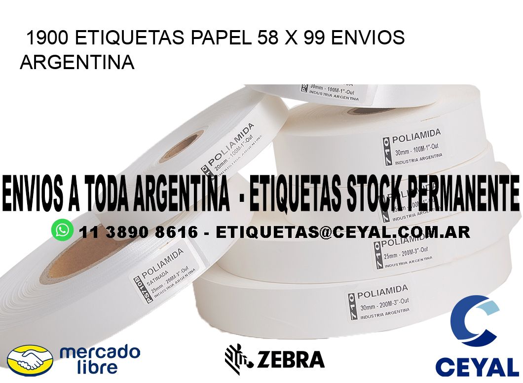 1900 ETIQUETAS PAPEL 58 x 99 ENVIOS ARGENTINA