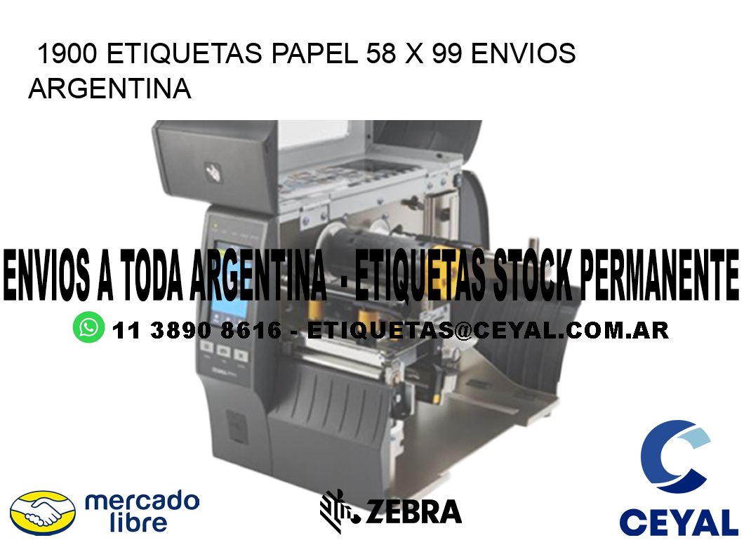 1900 ETIQUETAS PAPEL 58 x 99 ENVIOS ARGENTINA