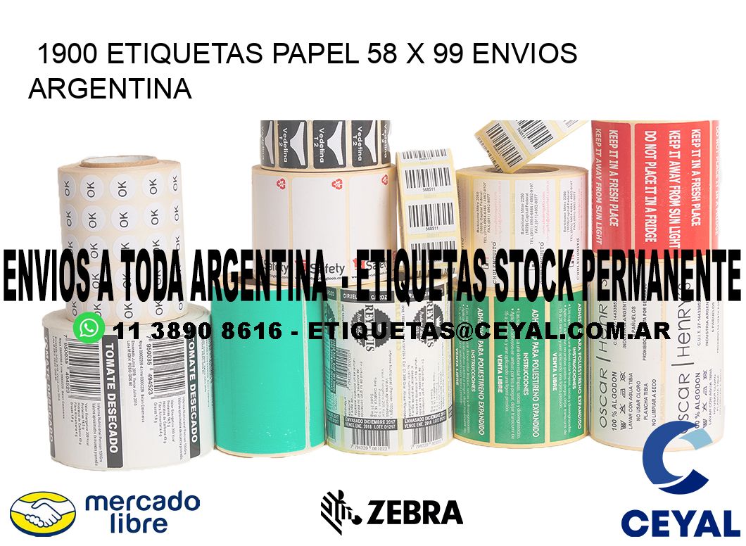 1900 ETIQUETAS PAPEL 58 x 99 ENVIOS ARGENTINA