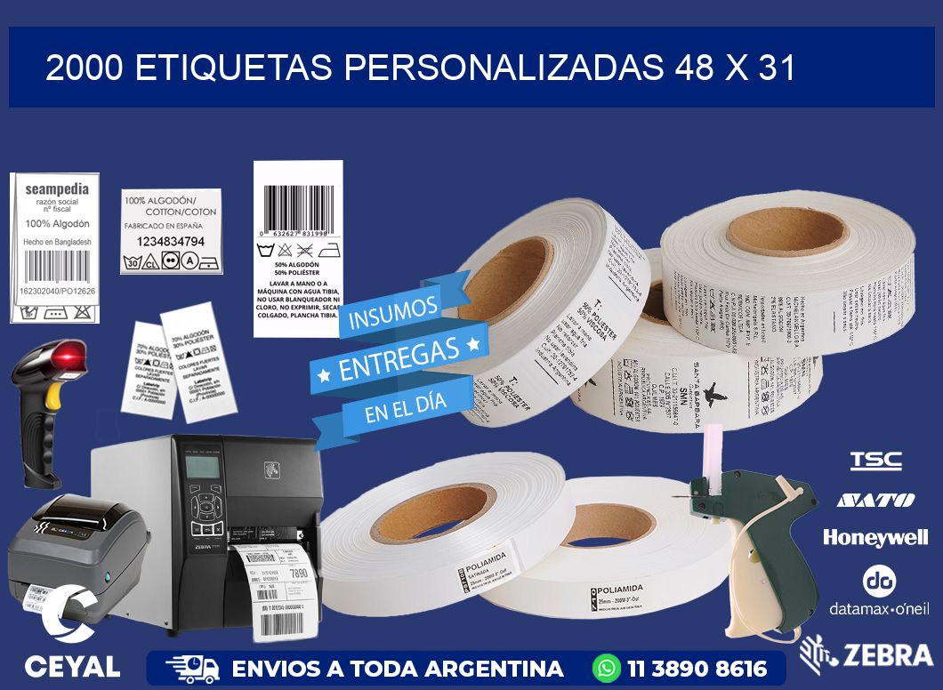 2000 ETIQUETAS PERSONALIZADAS 48 x 31