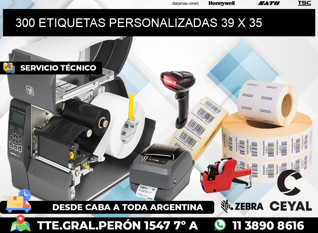 300 ETIQUETAS PERSONALIZADAS 39 x 35