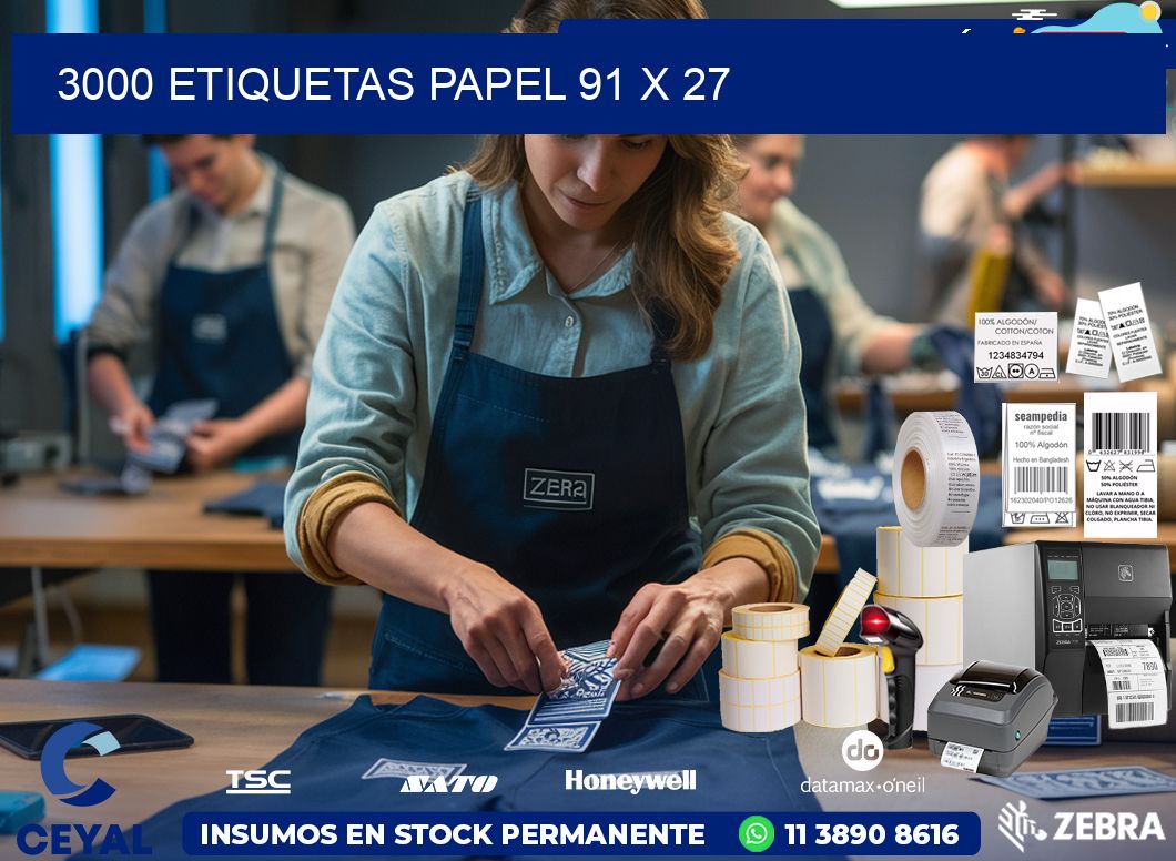 3000 ETIQUETAS PAPEL 91 x 27