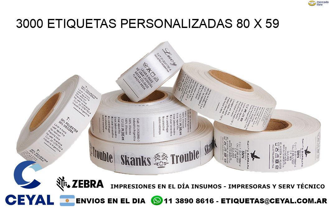 3000 ETIQUETAS PERSONALIZADAS 80 x 59