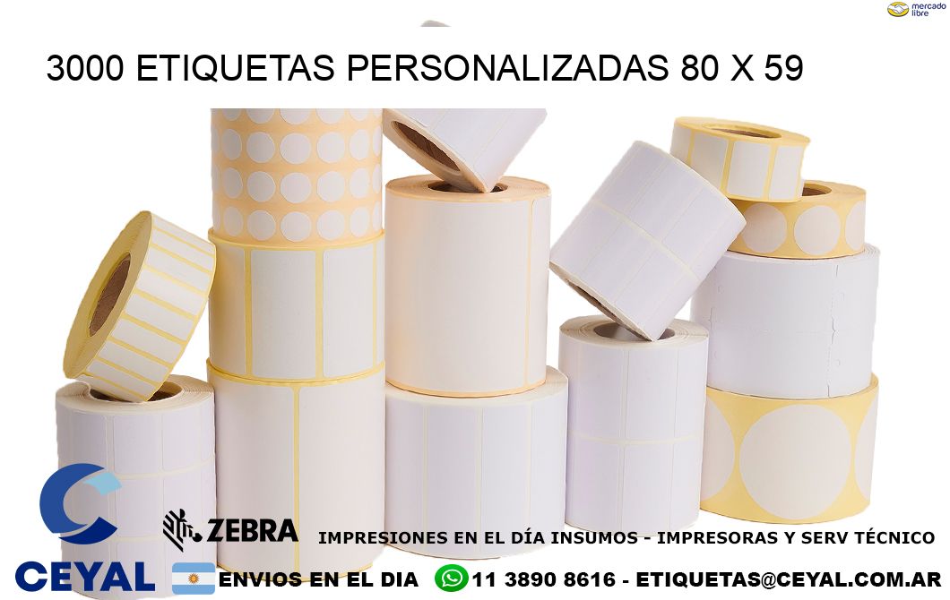 3000 ETIQUETAS PERSONALIZADAS 80 x 59