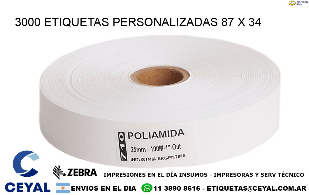 3000 ETIQUETAS PERSONALIZADAS 87 x 34