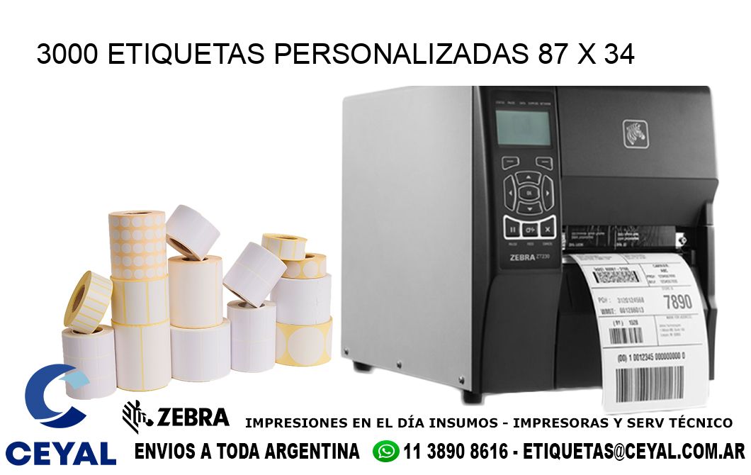 3000 ETIQUETAS PERSONALIZADAS 87 x 34