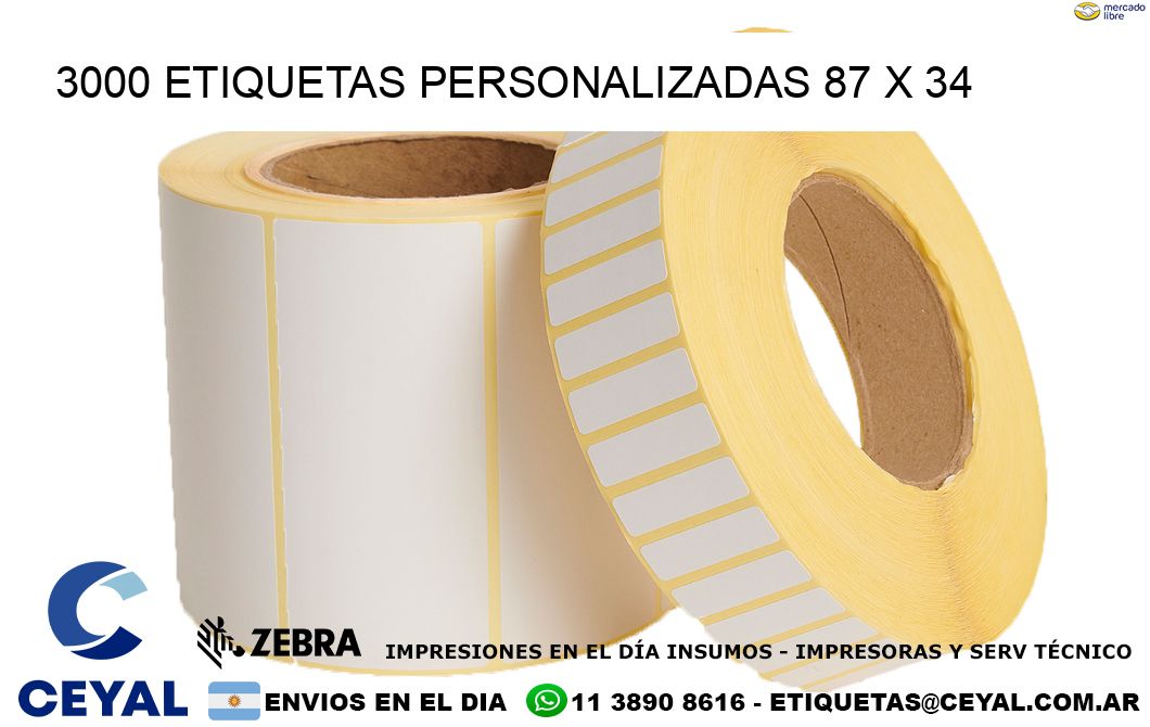 3000 ETIQUETAS PERSONALIZADAS 87 x 34