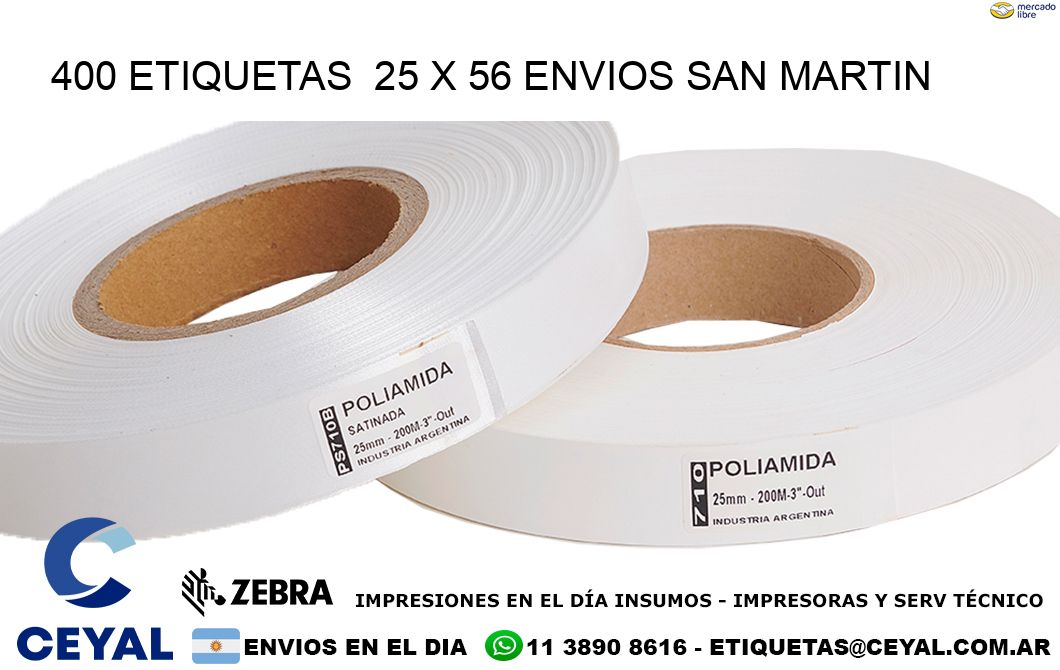 400 ETIQUETAS  25 x 56 ENVIOS SAN MARTIN