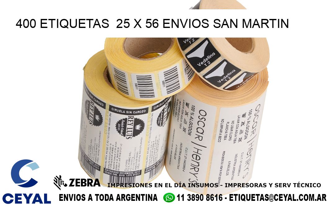 400 ETIQUETAS  25 x 56 ENVIOS SAN MARTIN