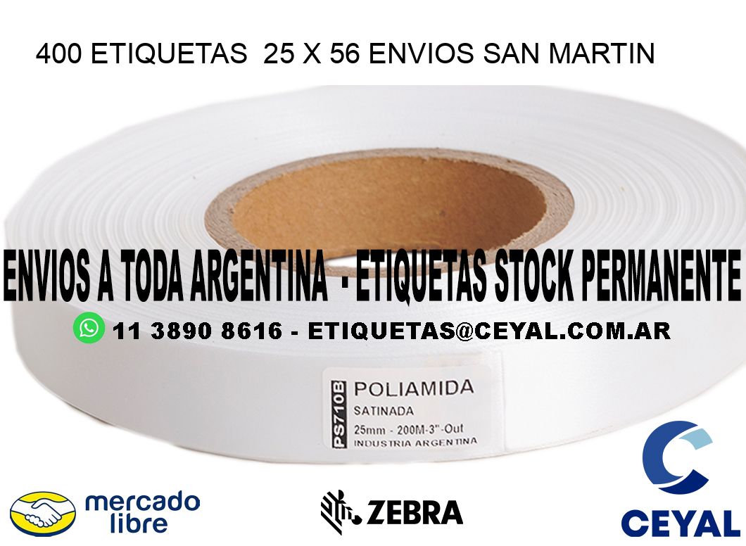 400 ETIQUETAS  25 x 56 ENVIOS SAN MARTIN