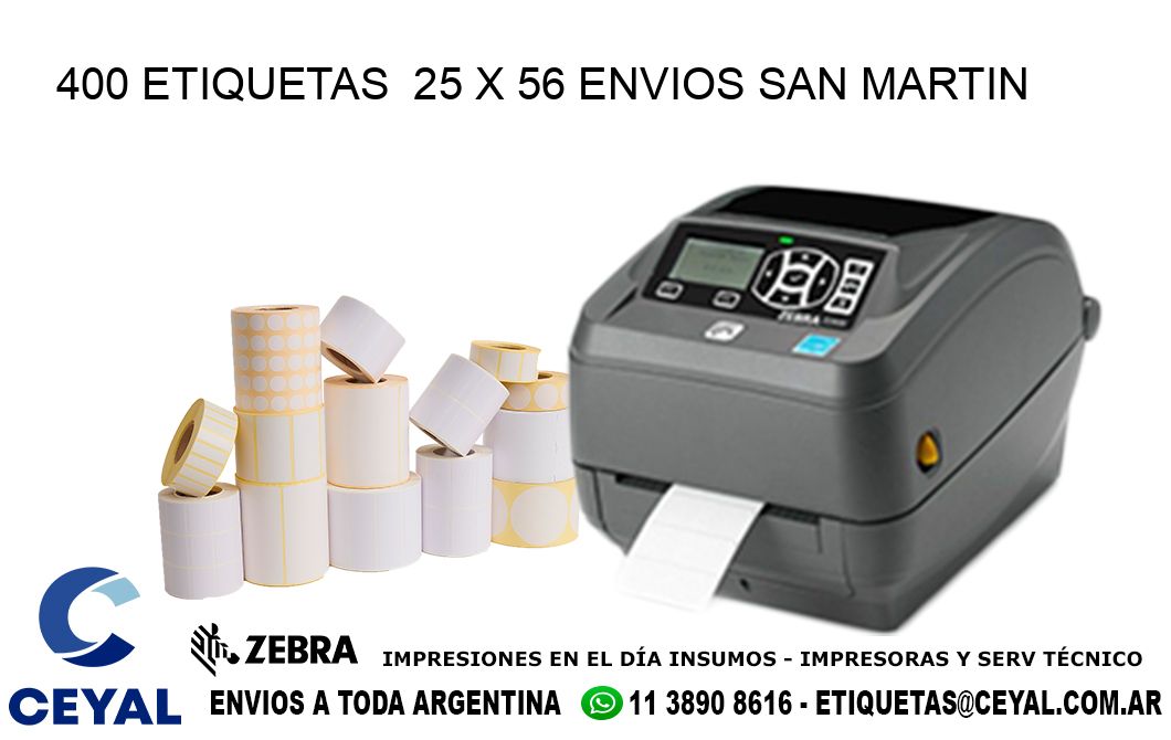 400 ETIQUETAS  25 x 56 ENVIOS SAN MARTIN