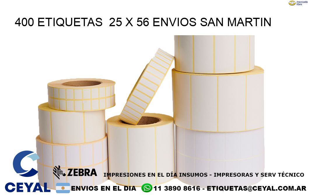 400 ETIQUETAS  25 x 56 ENVIOS SAN MARTIN