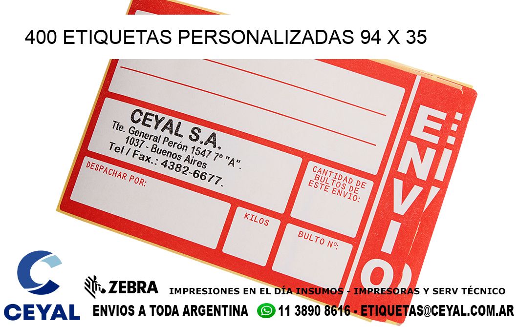 400 ETIQUETAS PERSONALIZADAS 94 x 35