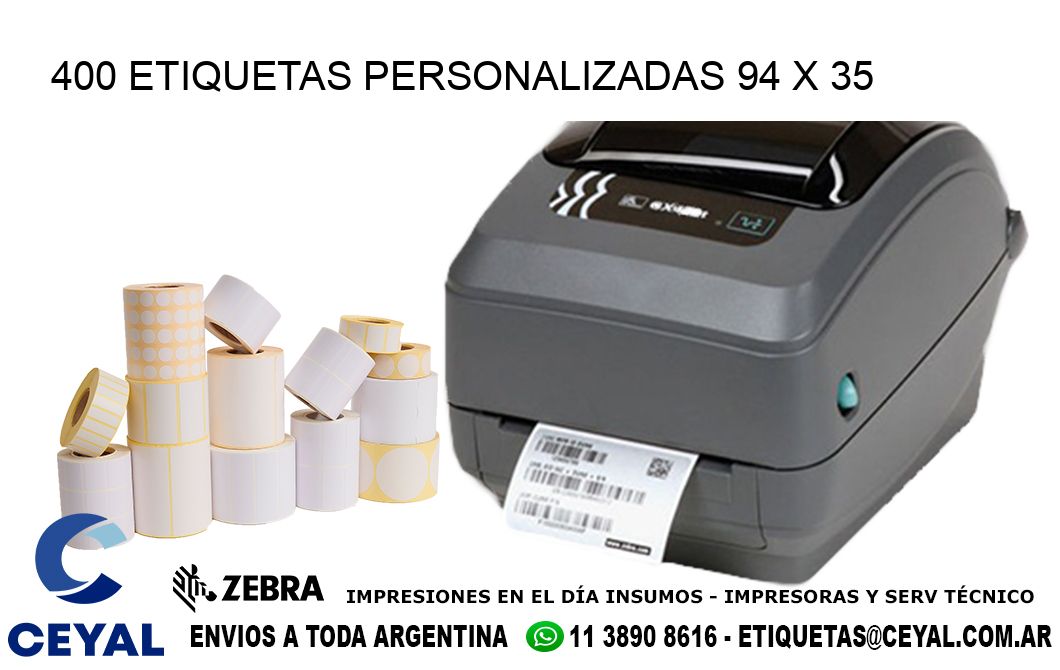 400 ETIQUETAS PERSONALIZADAS 94 x 35