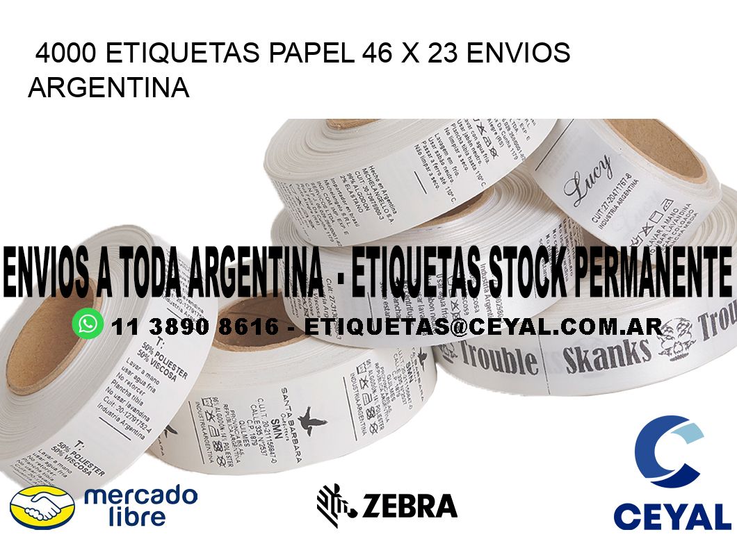 4000 ETIQUETAS PAPEL 46 x 23 ENVIOS ARGENTINA