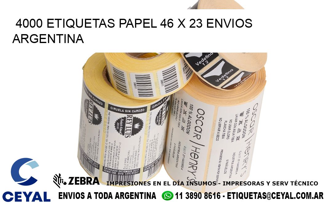 4000 ETIQUETAS PAPEL 46 x 23 ENVIOS ARGENTINA