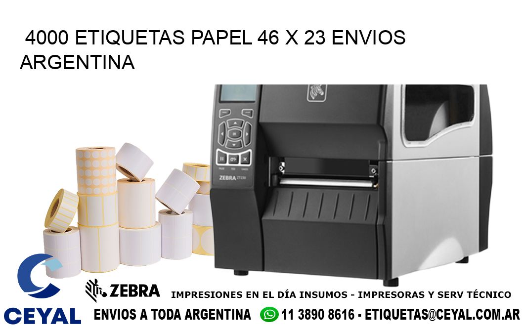 4000 ETIQUETAS PAPEL 46 x 23 ENVIOS ARGENTINA