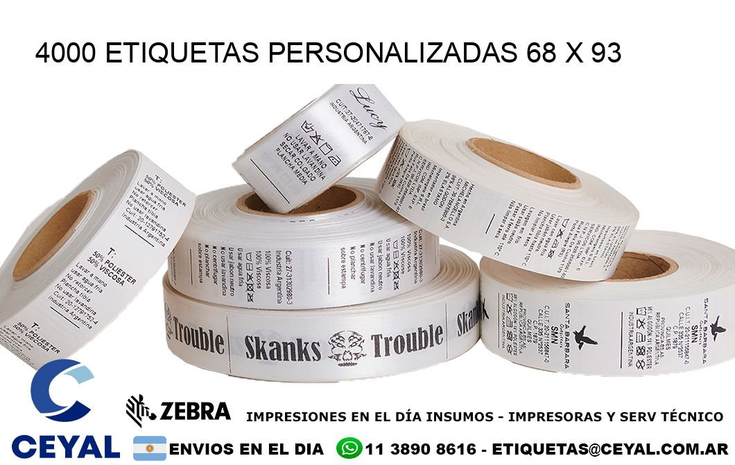 4000 ETIQUETAS PERSONALIZADAS 68 x 93