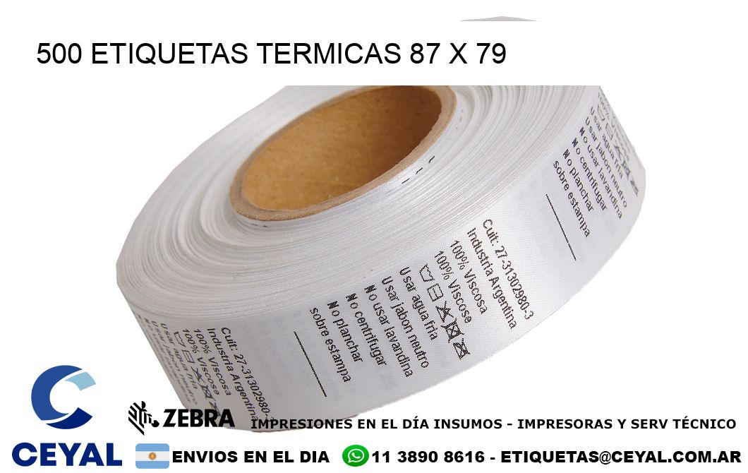 500 ETIQUETAS TERMICAS 87 x 79