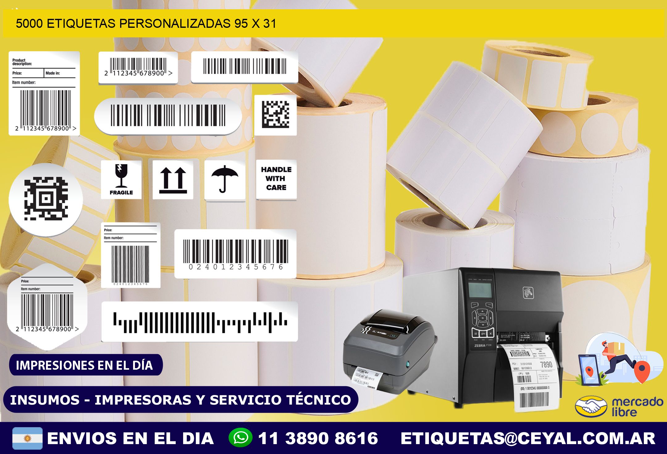 5000 ETIQUETAS PERSONALIZADAS 95 x 31