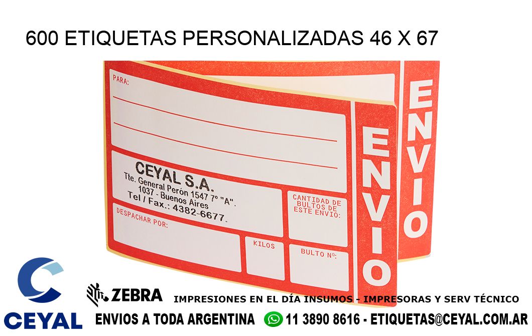 600 ETIQUETAS PERSONALIZADAS 46 x 67