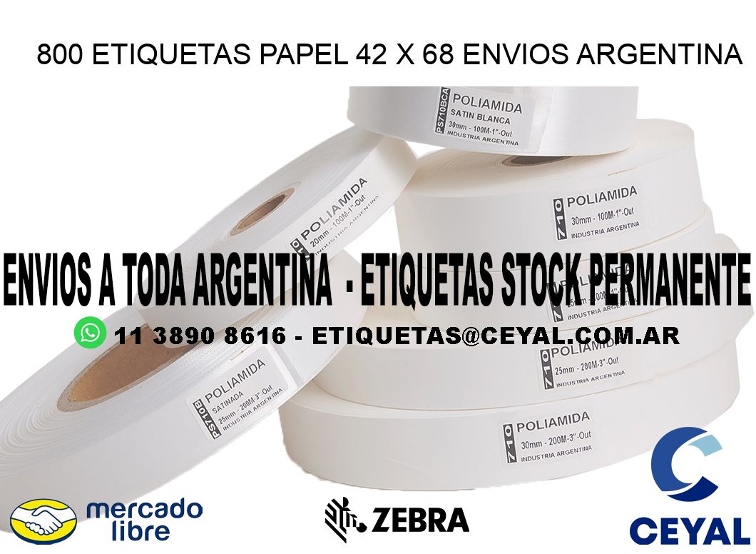 800 ETIQUETAS PAPEL 42 x 68 ENVIOS ARGENTINA