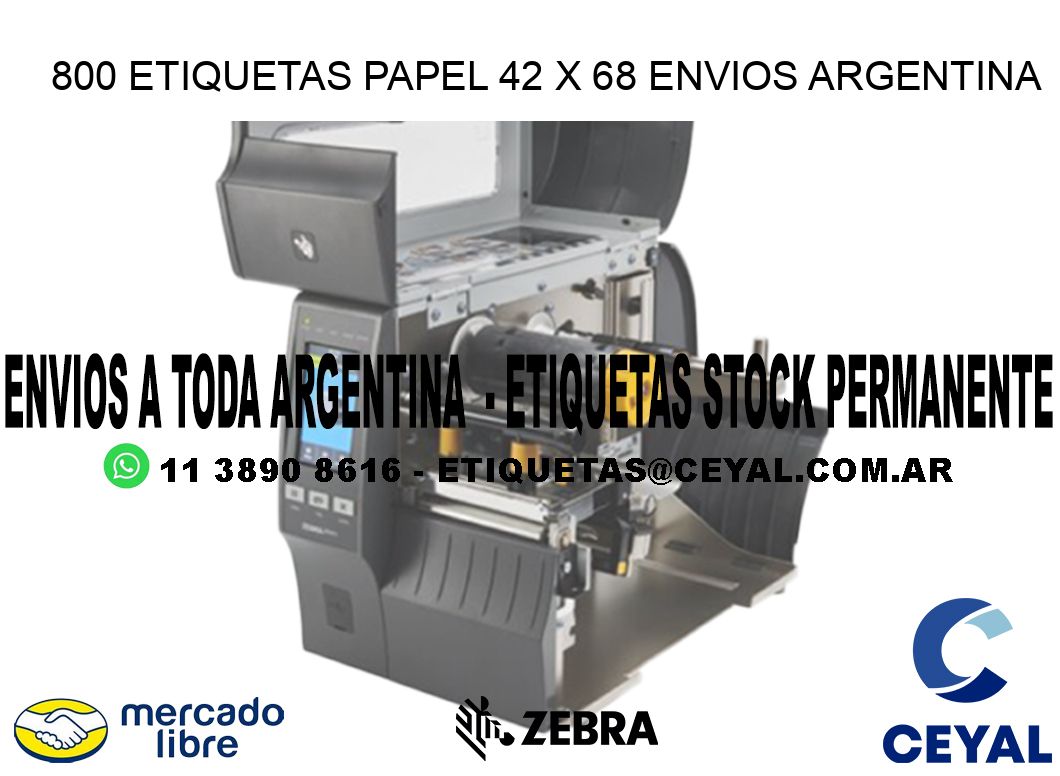 800 ETIQUETAS PAPEL 42 x 68 ENVIOS ARGENTINA