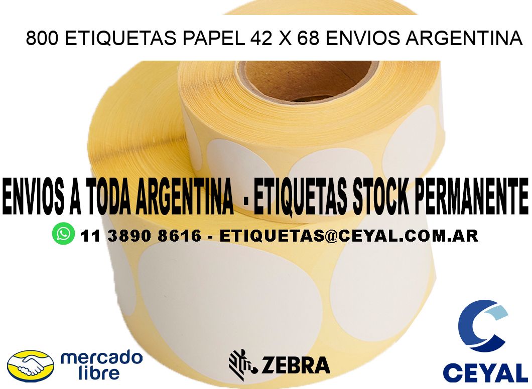 800 ETIQUETAS PAPEL 42 x 68 ENVIOS ARGENTINA