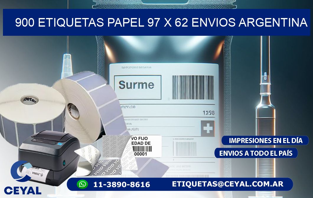 900 ETIQUETAS PAPEL 97 x 62 ENVIOS ARGENTINA