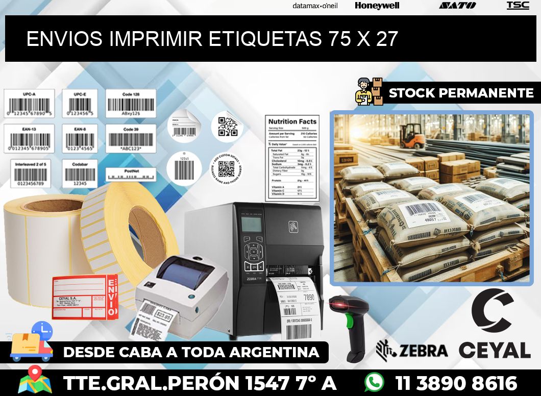 ENVIOS IMPRIMIR ETIQUETAS 75 x 27