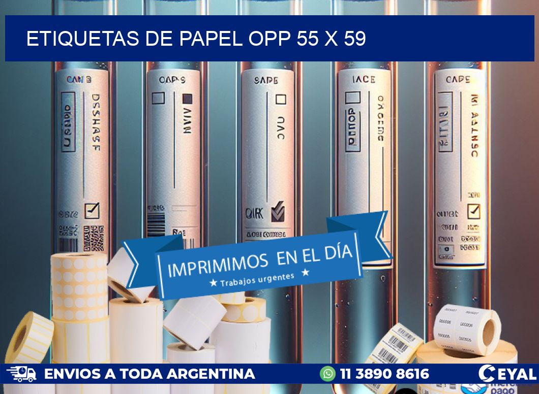 ETIQUETAS DE PAPEL OPP 55 x 59