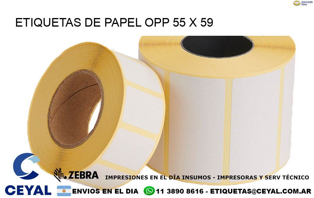 ETIQUETAS DE PAPEL OPP 55 x 59