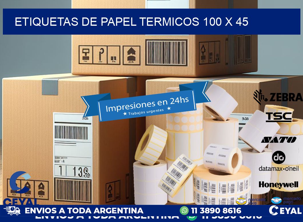 ETIQUETAS DE PAPEL TERMICOS 100 x 45