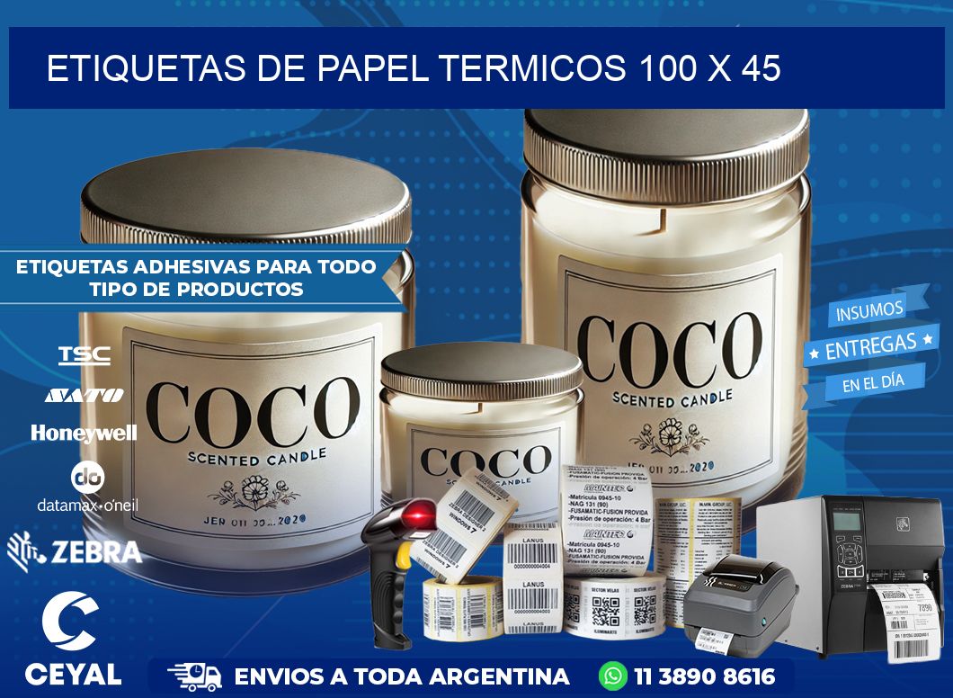 ETIQUETAS DE PAPEL TERMICOS 100 x 45