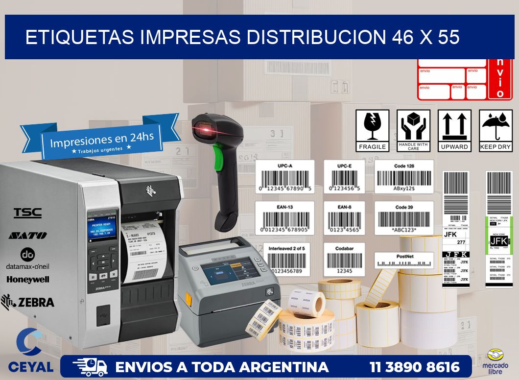 ETIQUETAS IMPRESAS DISTRIBUCION 46 x 55