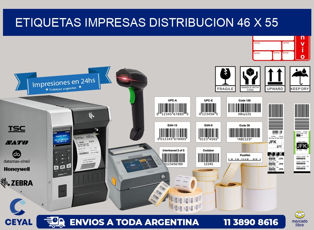 ETIQUETAS IMPRESAS DISTRIBUCION 46 x 55