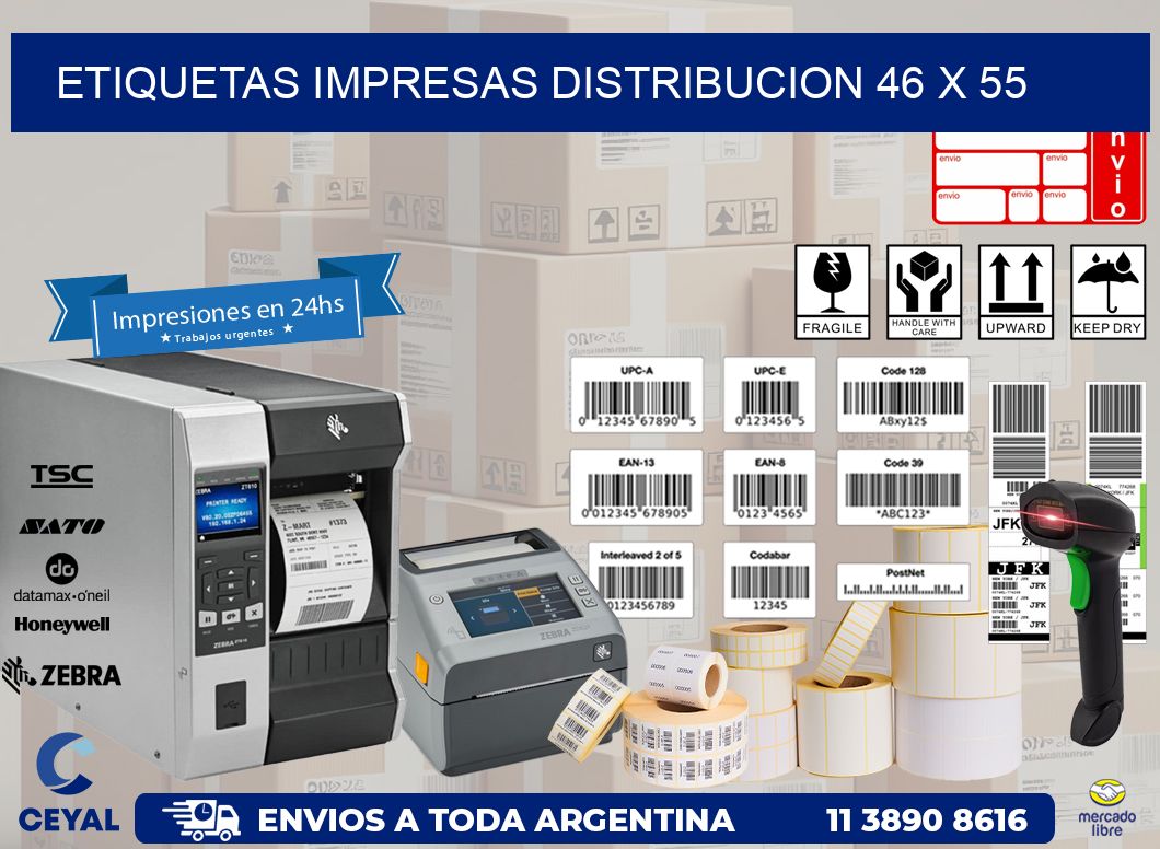 ETIQUETAS IMPRESAS DISTRIBUCION 46 x 55