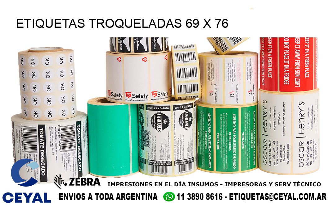 ETIQUETAS TROQUELADAS 69 x 76