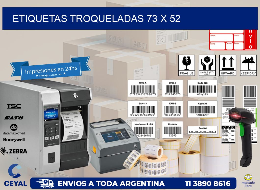 ETIQUETAS TROQUELADAS 73 x 52