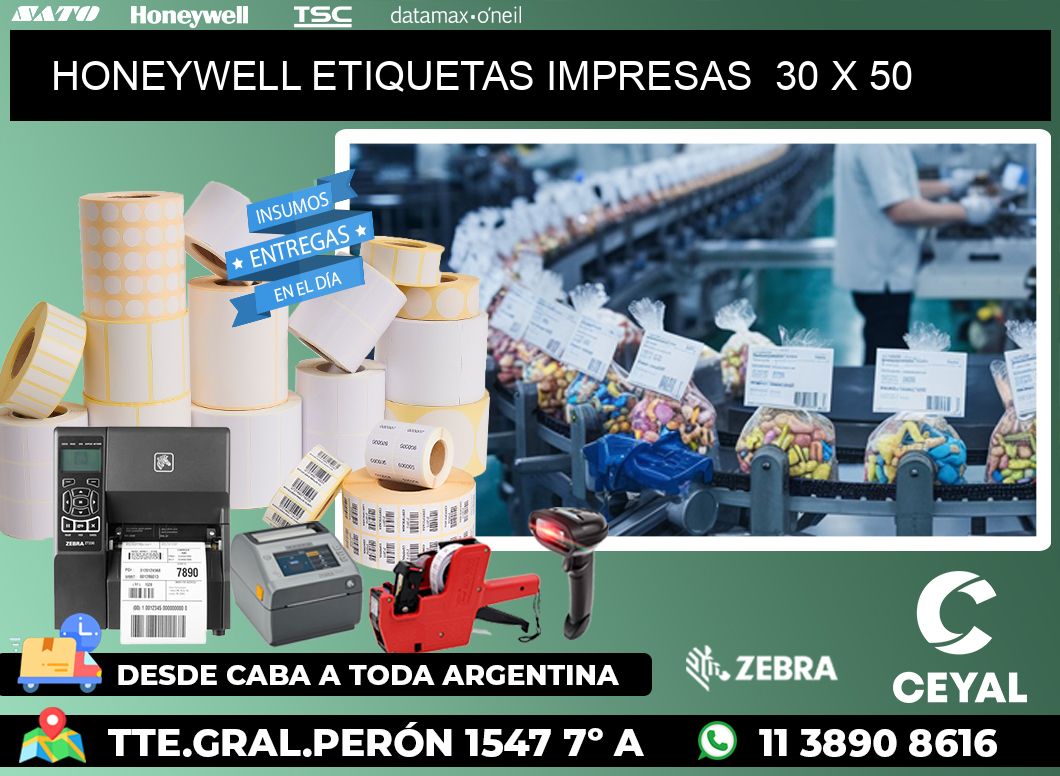 HONEYWELL ETIQUETAS IMPRESAS  30 x 50