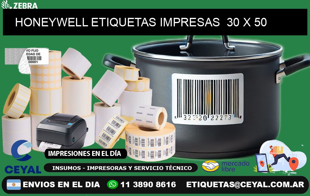 HONEYWELL ETIQUETAS IMPRESAS  30 x 50