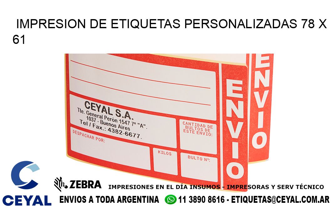 IMPRESION DE ETIQUETAS PERSONALIZADAS 78 x 61