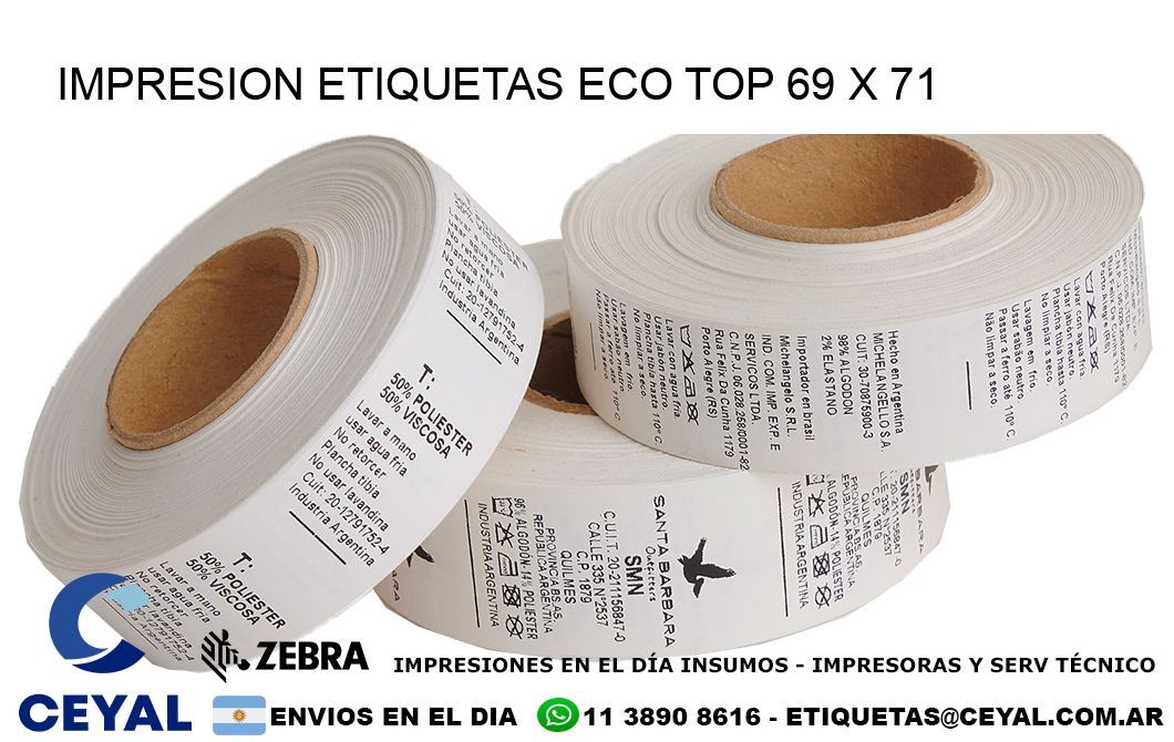 IMPRESION ETIQUETAS ECO TOP 69 x 71