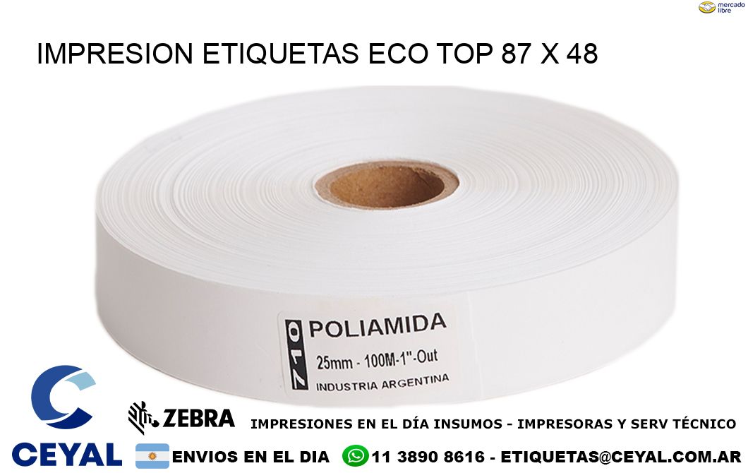 IMPRESION ETIQUETAS ECO TOP 87 x 48