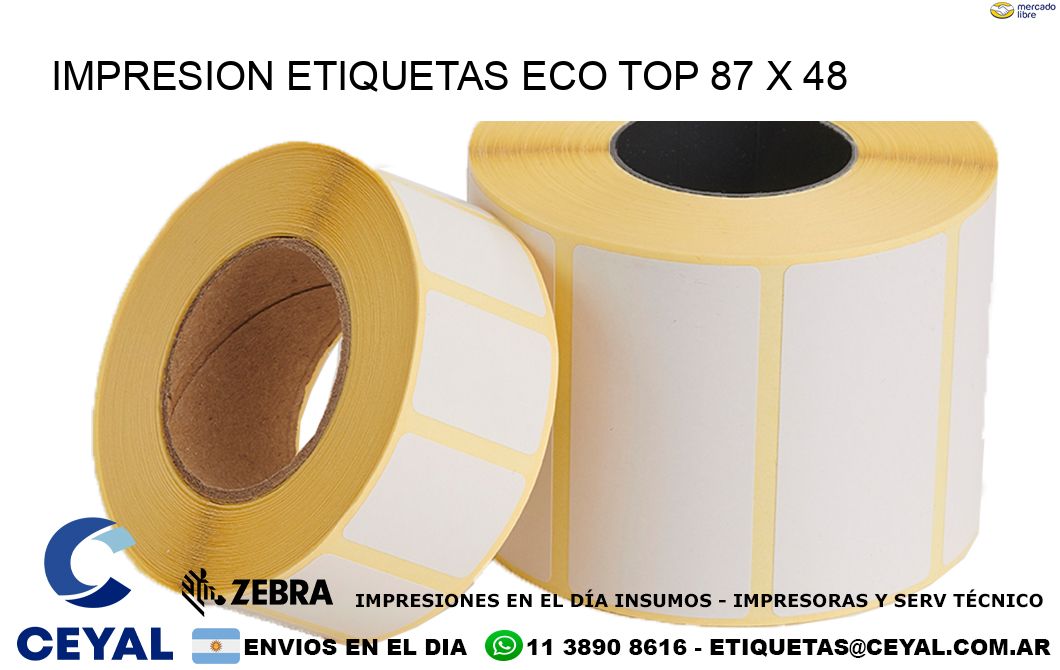 IMPRESION ETIQUETAS ECO TOP 87 x 48