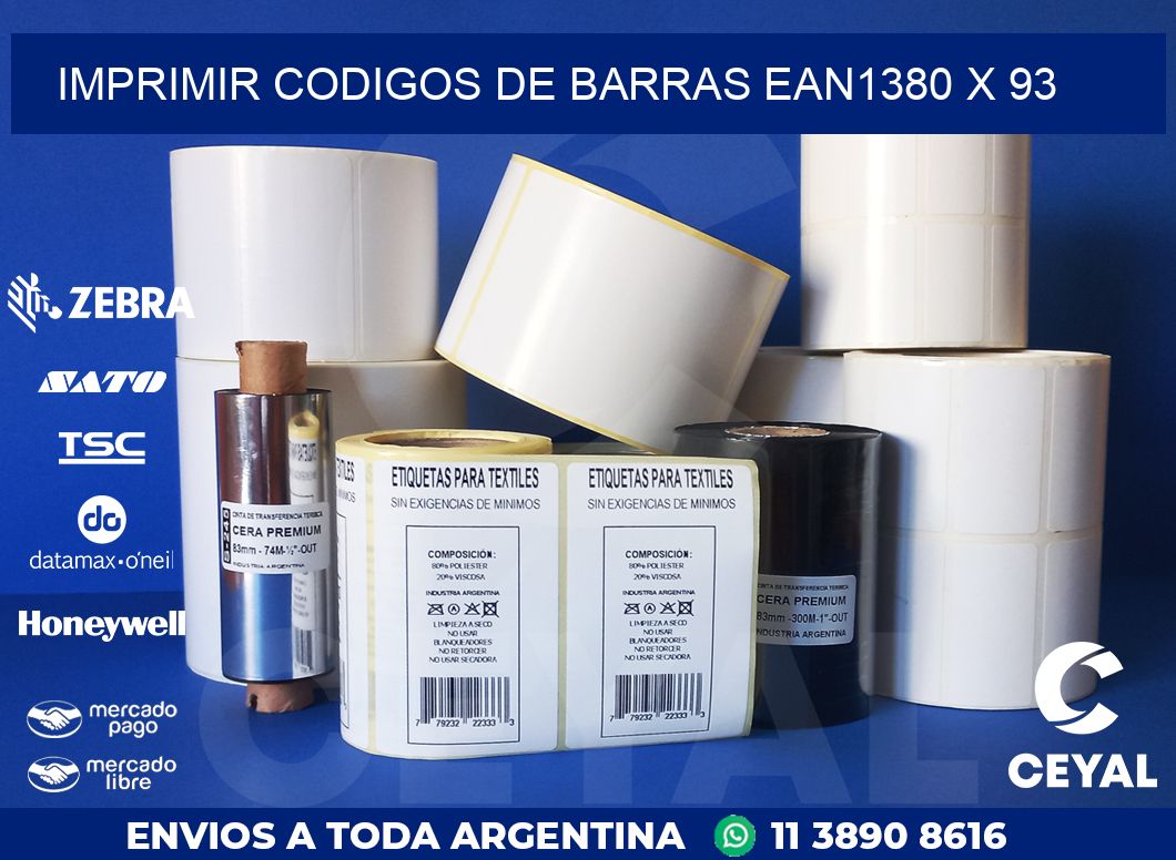 IMPRIMIR CODIGOS DE BARRAS EAN1380 x 93