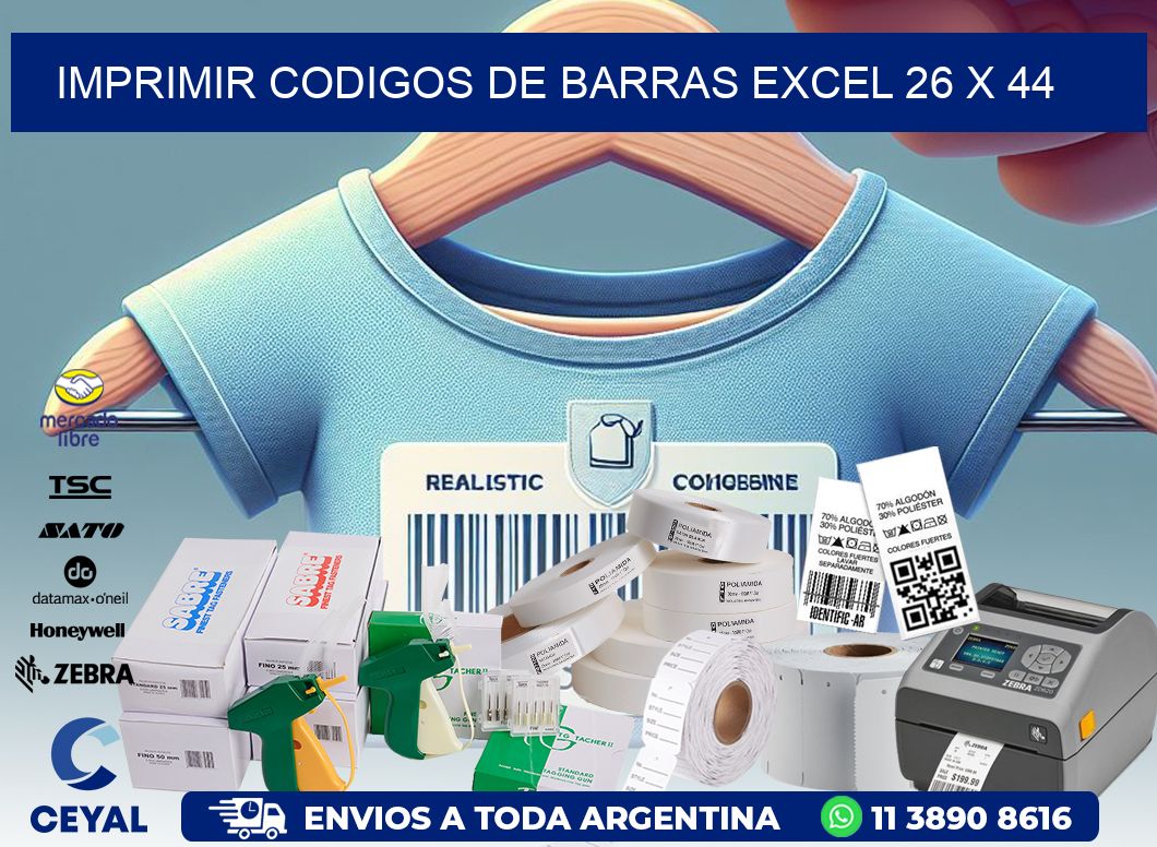 IMPRIMIR CODIGOS DE BARRAS EXCEL 26 x 44