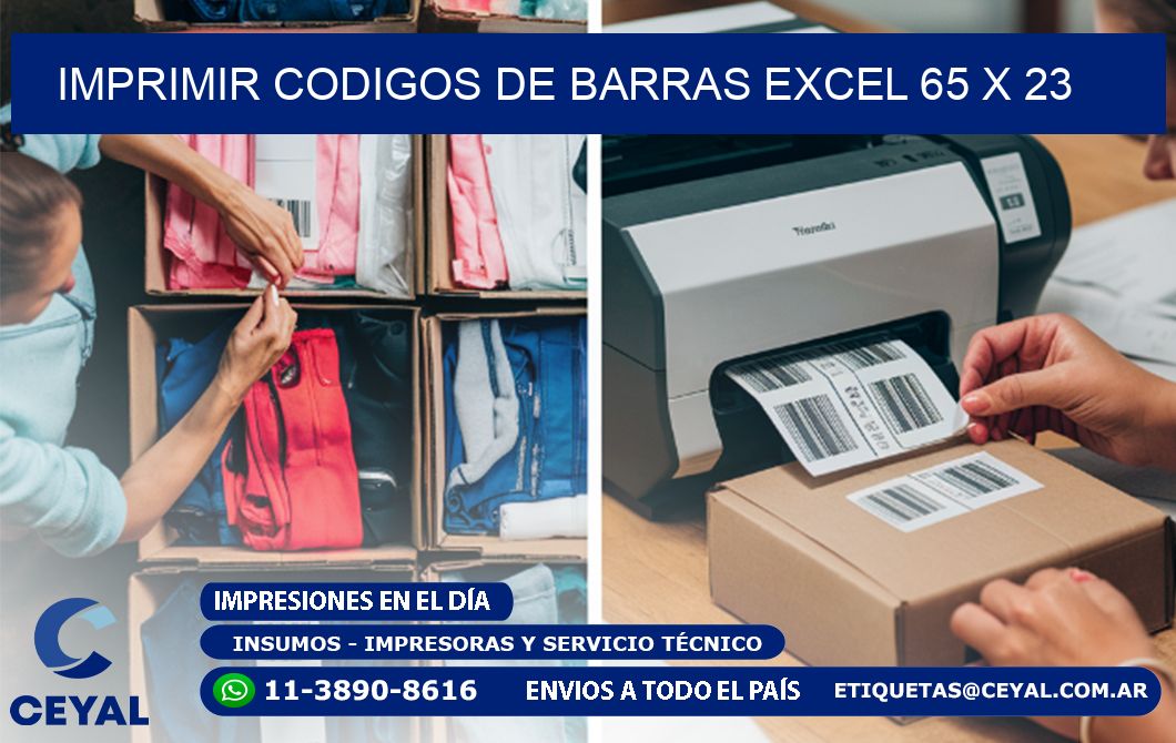 IMPRIMIR CODIGOS DE BARRAS EXCEL 65 x 23