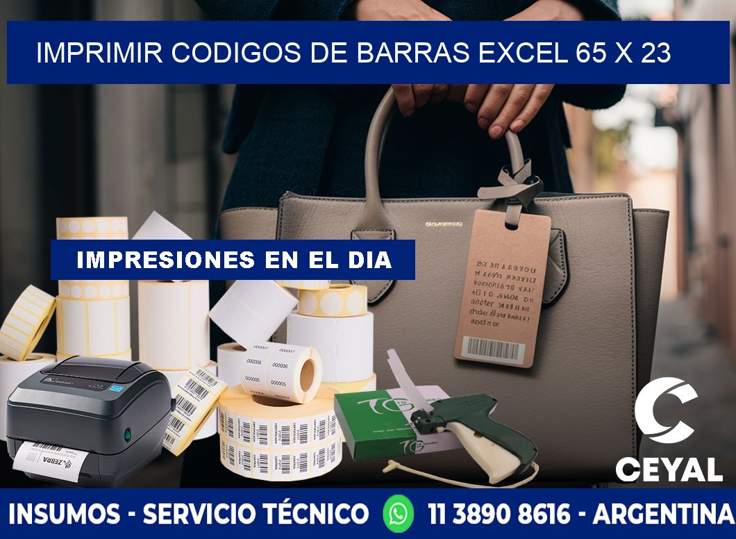 IMPRIMIR CODIGOS DE BARRAS EXCEL 65 x 23