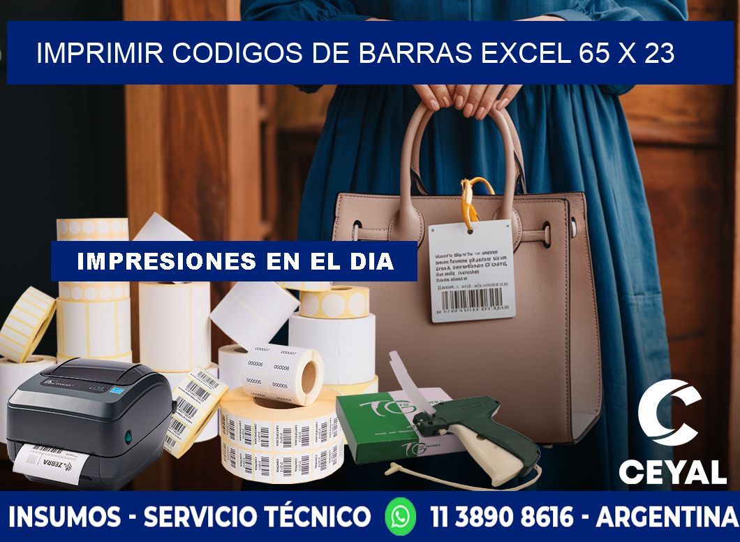 IMPRIMIR CODIGOS DE BARRAS EXCEL 65 x 23